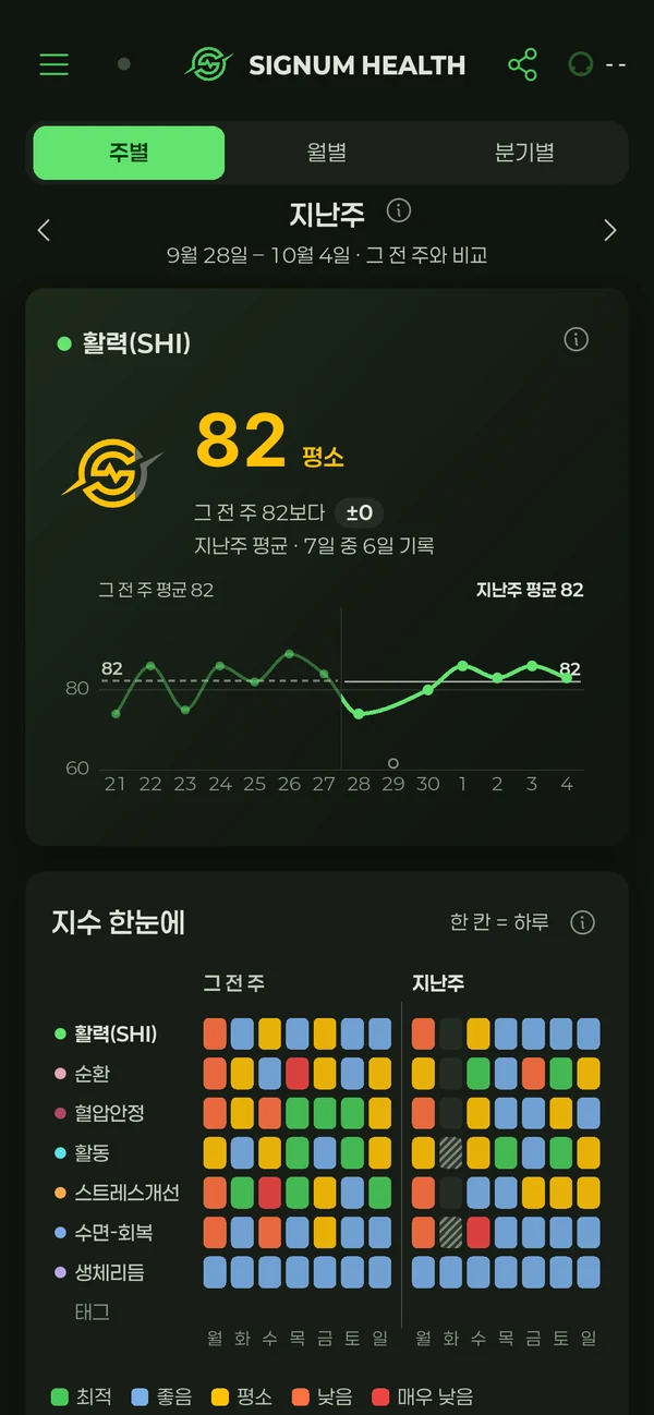 주간분석 화면